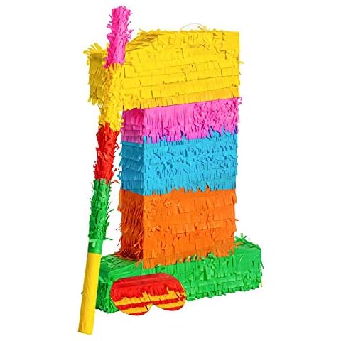 Fax Potato Number 1 Pinata Set with Stick & Blindfold | 35 x 7.5 x 50cm - Green, Red, Yellow Cover