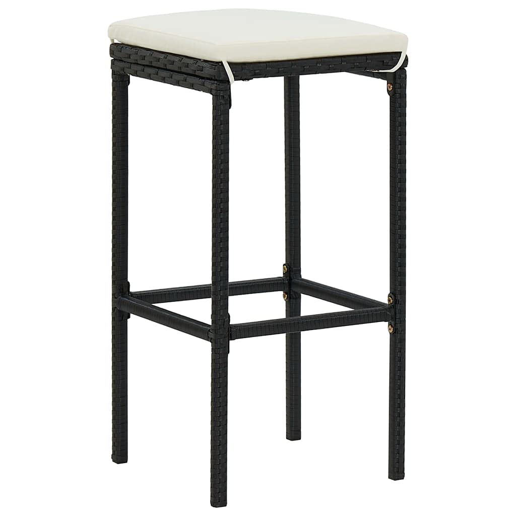 vidaXL Set da Bar da Giardino 4 pz con Cuscini in Polyrattan Nero