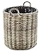 Kobolo Pflanzgefäß rund aus Rattan mit Folie in kubu Grey, Gr. groß: Ø60 cm, 60x60x68 cm, geflochtener Übertopf mit Henkel für Innen- & geschützten Außenbereich, ideal für Terasse oder Balkon