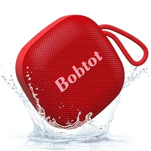 Bobtot Bluetooth Speaker Portable Wireless Speakers – 16 Hours Playtime Waterproof Speaker, Loud Stereo Sound, Mini Speaker with TWS, Built-in Mic, Strap to Carry for Home Travel Sport, Red