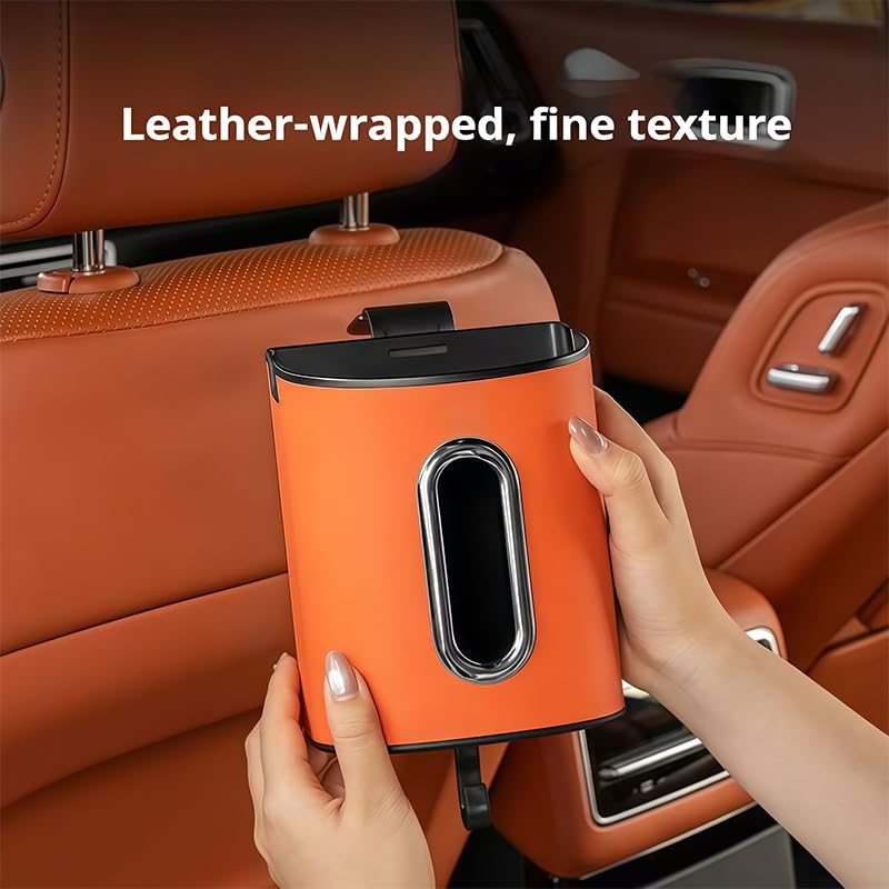 Porta Fazzoletti Auto per Jeep Compass 2007-2026, Scatola da Appendere al Poggiatesta in Pelle Arancione, Organizer per Sedile Posteriore (Confezione da 2),Orange