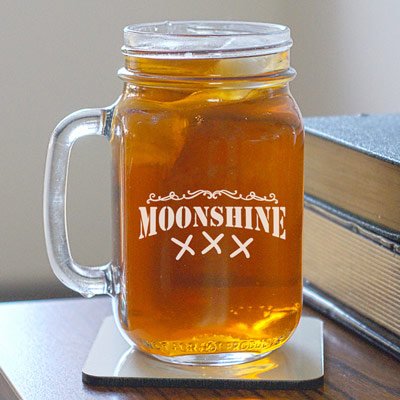 GiftsForYouNow Customizable Moonshine Engraved Mason Jar, Personalized Mason Jar for Drinking, Holds 16 oz, 5 1/4