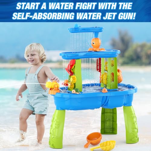 Hyes 988-860A Water Table For Toddlers 1-3 3-5, 3-Tier Kids Splash Sand Table Water Toys thumb #5