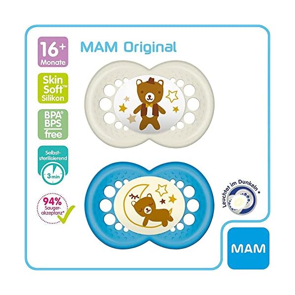 MAM Oriignal Silikon 16+ Day & Night Schnuller 16-36 Monate // 6er Set // inkl. 3 Sterilisiertrasportboxen – Bild 4