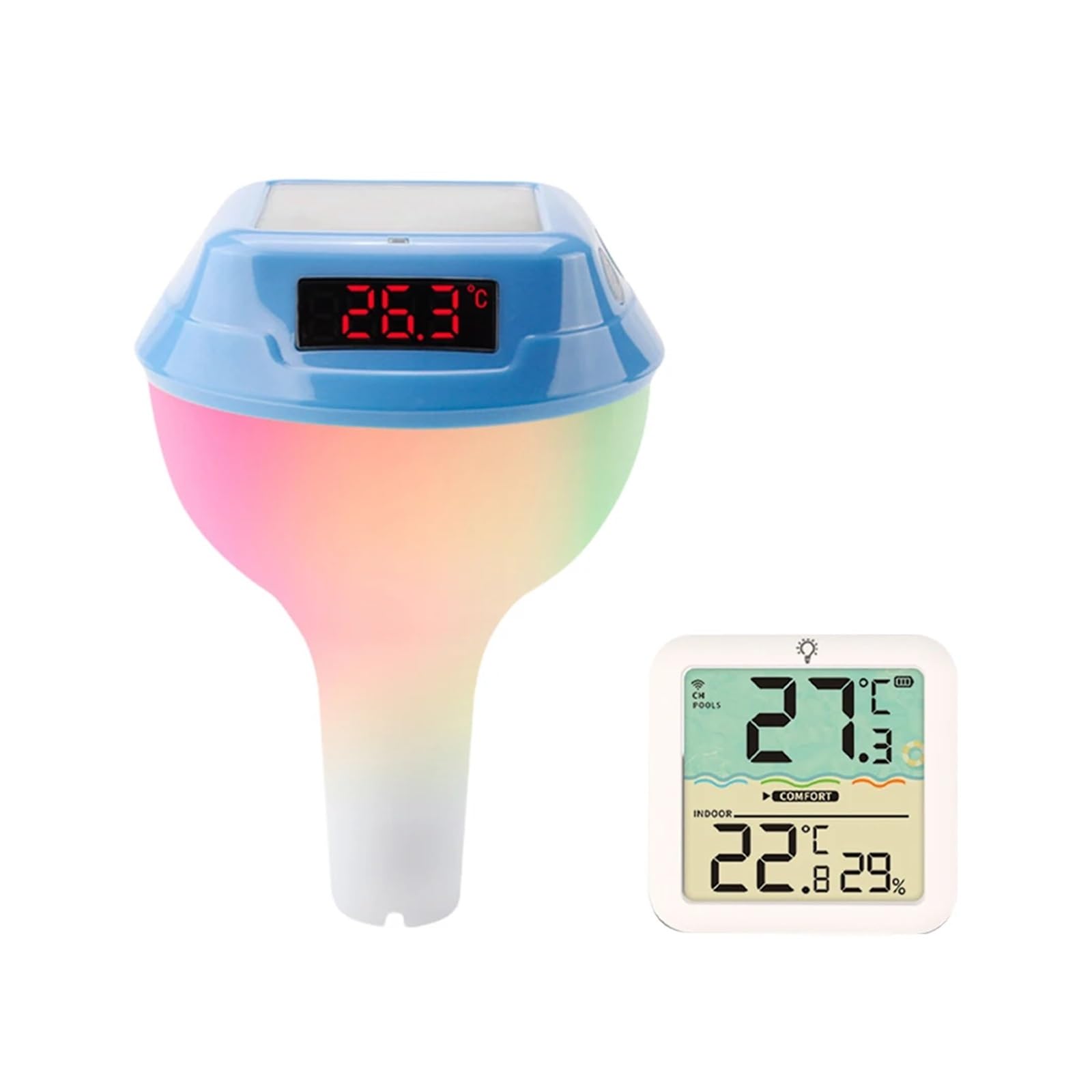 ThermomèTre De Piscine Thermomètre De Piscine Flottant À Affichage LED, Alimenté Par Énergie Solaire, Moniteur De Température De La Baignoire, Fournitures De Piscine Facile à Utiliser(Style B)