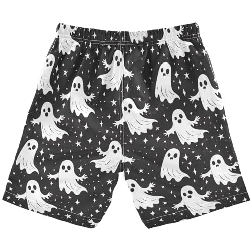 Cute White Ghosts Stars Boys Swim Trunks Kids Toddler Beach Board Shorts Teen Quick Dry Bathing Suit Swimsuit2
