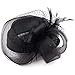 Woman Sinamay Fascinator Hat Pillbox Derby Hats Linen Feather with Veil Vintage Cocktail Tea Party Dress Cap Black