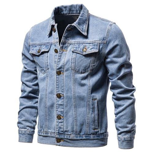 Men's Distressed Ripped Denim Jacket Slim Fit Fashion Workwear Casual Classic Button Down Trucker Jean Coat2