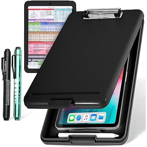 Black Nursing Clipboard with Nurse Penlight Set Cover