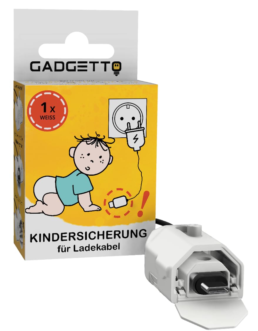 GADGETTO Child Lock for Mobile Phone Charging Cable Retrofit Pack of 1 (White)