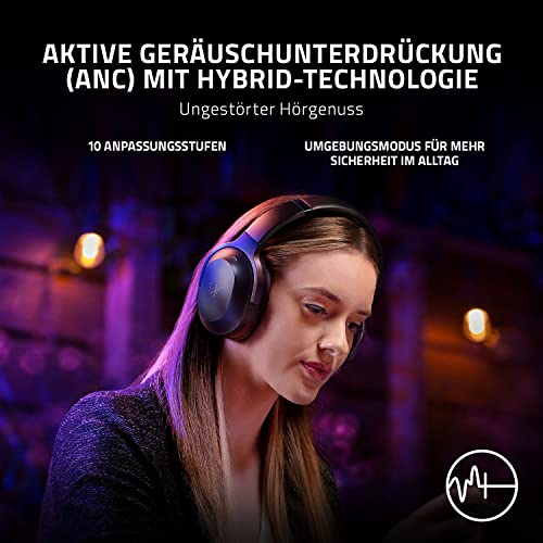 Razer Barracuda Pro - Kabelloses Gaming-Headset mit Hybrid ANC (THX Achromatic Audio Amplifier, Triforce 50mm Treiber, Integriertes Beamforming Noise-Cancelling Mic) Schwarz