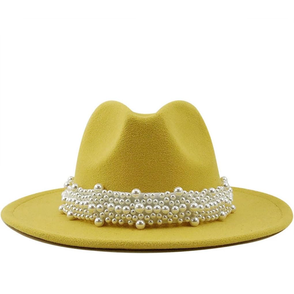 Cappello di lana Jazz Fedora Cappelli Casual Uomo Donna Pelle Perla Nastro Cappello di Feltro Panama Trilby Cappello Formale Festa