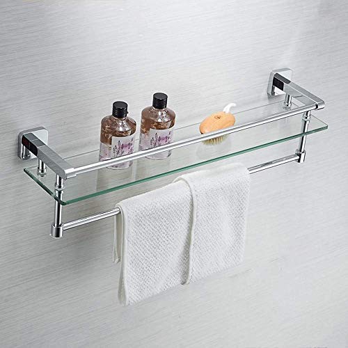 Étagère en verre salle de bain avec porte-serviettes support cuivre mural