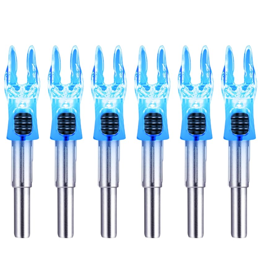 DEEPOWER S Lighted Nocks for Arrows .244/6.2mm 6/12 Pack Lighted Arrow Nocks for Archery Hunting (6 PCS/Blue)