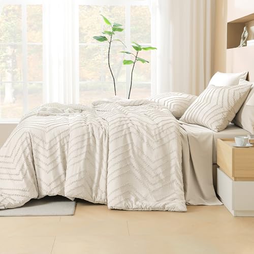 Litanika 7 Pieces Chevron Tufted Boho Bedding Comforter Set, Lightweight and Fluffy Bed in a Bag for All Seasons - Image 3