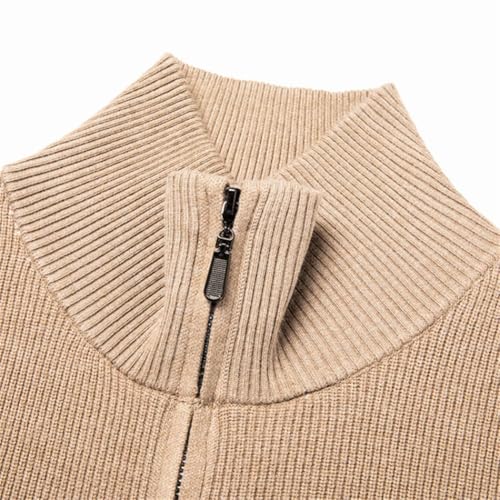 Men Solid Long-Sleeved Knitwear Stretch Zipper Knit Cardigan Casual Slim Warm Sweater Outwear3