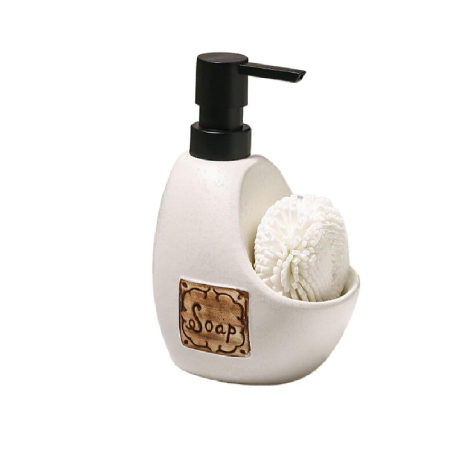 Mdnipqbam White Exquisite Dual-Purpose Soap Dispenser Multifunctional Liquid Container With Sponge Storage Slot For Bathroom(White)