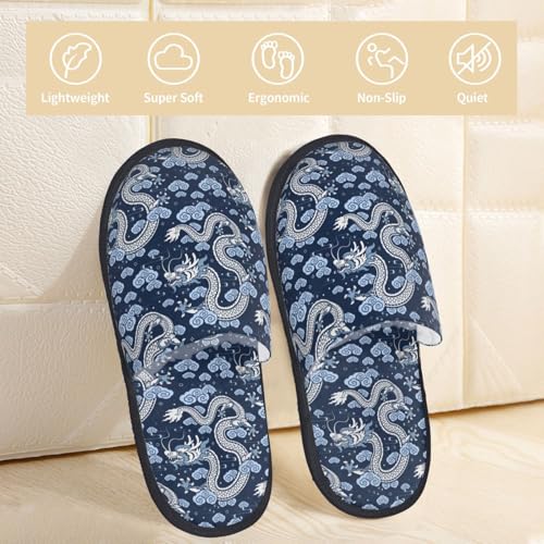 Dragons Print Women'S Fuzzy Slip On Indoor Outdoor Winter House Slippers3