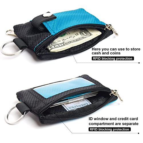 Image of CHENSPRX Minimalist RFID Blocking Small Wallet with ID Window,WaterResistant Zip Id Case Wallet with Lanyard Keychain for Cards,Cash,Travel,Women,Men