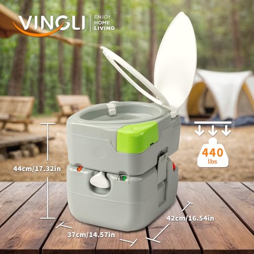 Image of VINGLI Portable 5.8 Gallon Camping Toilet with Hand Spray,Large Capacity Tank for Camping,Boat /Truck (Grey, 5.8 Gallon)