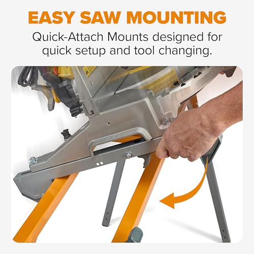 Image of BORA Portable Miter Saw Stand 2nd Generation - Quick release Tool Mount - 114 Inches of Material Support - Universal Folding Compound Mitre Saw Stand fits Dewalt, Milwaukee, Ridgid, Bosch Chop Saws PM-4020