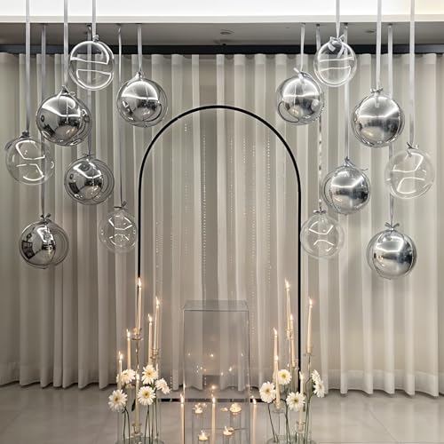 Image of 8 Pcs Silver Balloons and Clear Round Foil Balloons 22 In Transparent Balloon Metallic Silver 4D Ball Balloon Ornament Balloon for Birthday Grad Wedding Anniversary Prom Disco Party Decor