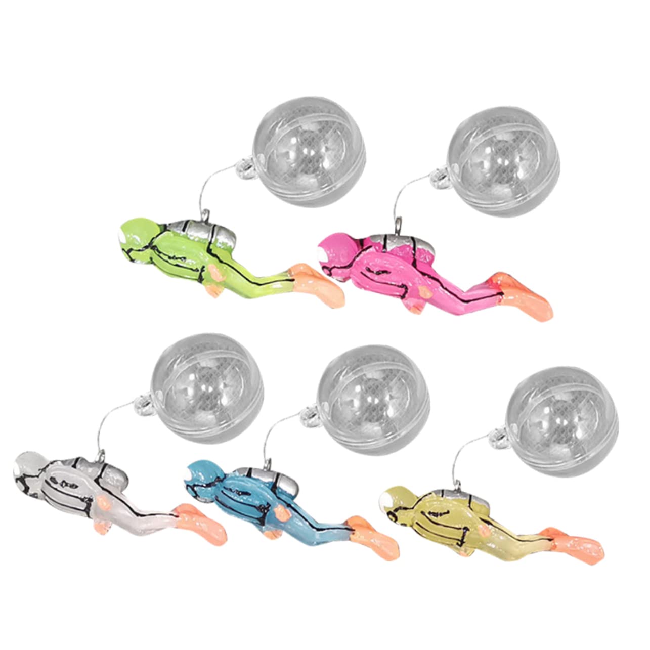 Alipis 15 Juegos Buzo resplandeciente Tanque pecera Peces Decoraciones de Acuario Figura Mini Buzo condujo Adornos Acuario Adorno Acuario decoración del Acuario Buzos flotantes Resina