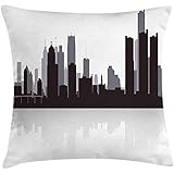 Funda de cojín Detroit Throw Pillow, Ilustración de siluet