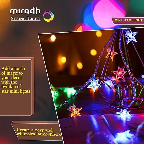 Image of MIRADH 14 Star Shape String Led Light 3 Meter led Lights for Home Decoration Plug in Fairy String Lights, Diwali Lights for Decoration for Home Still Mode Only Strip Lights (14 Star Multicolor)