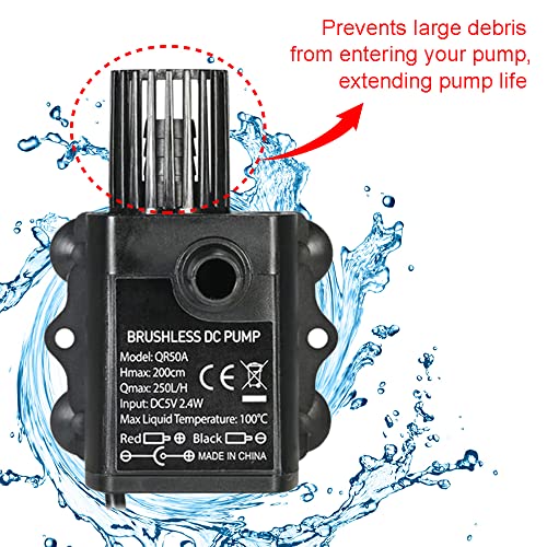 Aquarium Pumpe Klein, Wasserpumpe Klein USB, Wasserpumpe Aquarium Leise, Aquariumpumpe mit Filter, Tauchpumpe für Aquarium, Mini Teichpumpe für Wasserwechsel Ultra Leises Brushless DC 5V (150L/H 1.2W)