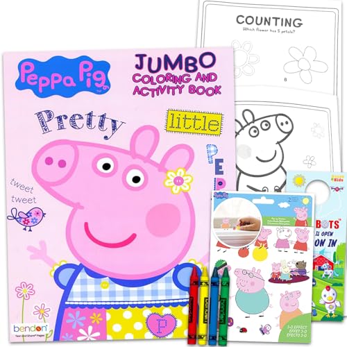 Peppa Pig Libro para colorear para niños de 4 a 8 años, paquete con páginas para colorear, actividades, juegos, calcomanías, más | Juego de libros de actividades Peppa Pig para niñas