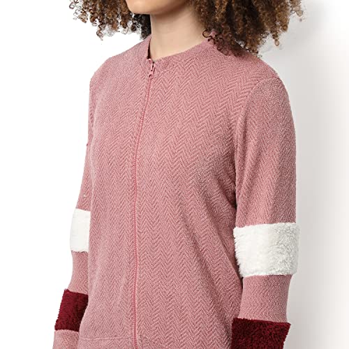 Image of PINACOLADA Women's Colorblock Sweatshirt with Ribbed Hem for Casual Wear | Low-High Neck | Long Sleeve | Button Closure | Cotton Sweatshirt Crafted with Comfort Fit for Everyday Wear