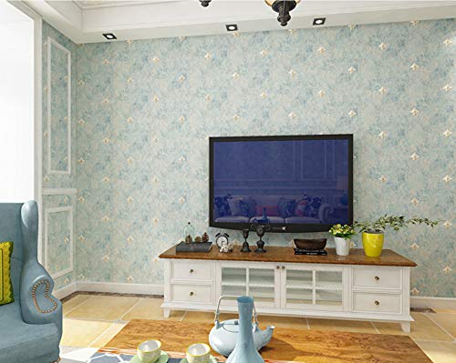 Tapete Blume-Hellblau-Grün Moderne Minimalistische Vliestapete Wanddekor Für Hotel Büro Wohnzimmer Küche Schlafzimmer Cover