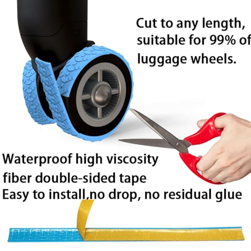 8pcs Luggage Wheel Protector Adhesive, Noise Reduction Anti Shedding Suitcase Wheel Guard Luggage Tire Cover for Fits Most Suitcases or Office Chair Casters (Blue)4