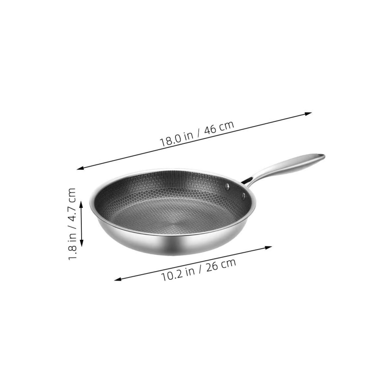 Gadpiparty Padella Antiaderente Nido D’ape in Acciaio Inox 28 Cm, Padella Piccola per Friggere Uova e Bistecche Fondo Piatto e Impugnatura Ergonomica, per Uso Domestico su Tutti i Fornelli