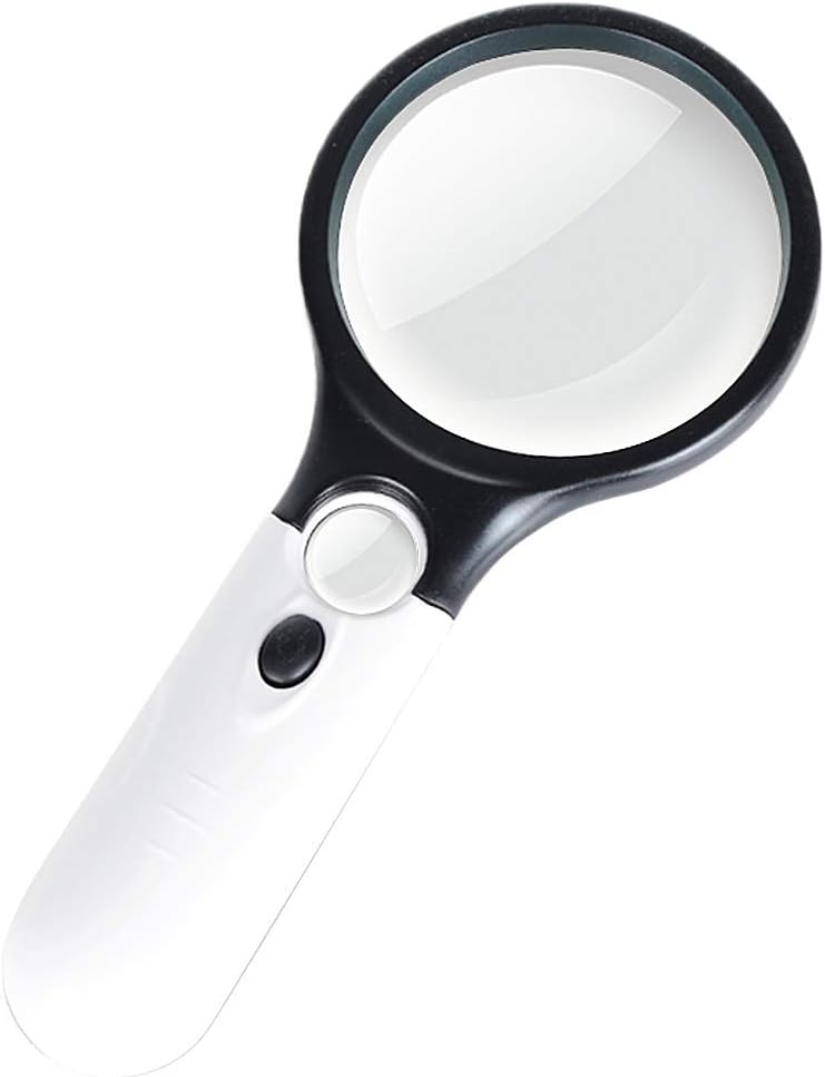 HD 10 Times Handheld Magnifier LED Light Read Service Microscope Portable Reading Mirror Enlarged Mirror (Color : 100mm)
