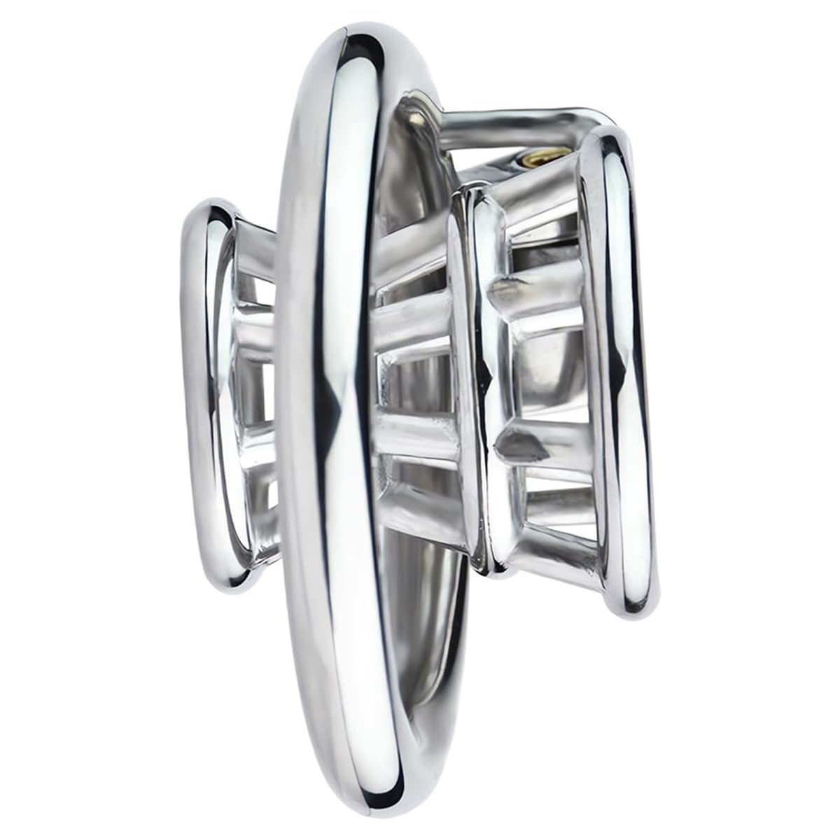 AAKOMA Cage de chasteté masculine en acier inoxydable, dispositif de verrouillage de chasteté creux négatif, jouets stimulation sexuelle, cage à pénis, jouet sexuel (anneau de base circulaire 50 mm)