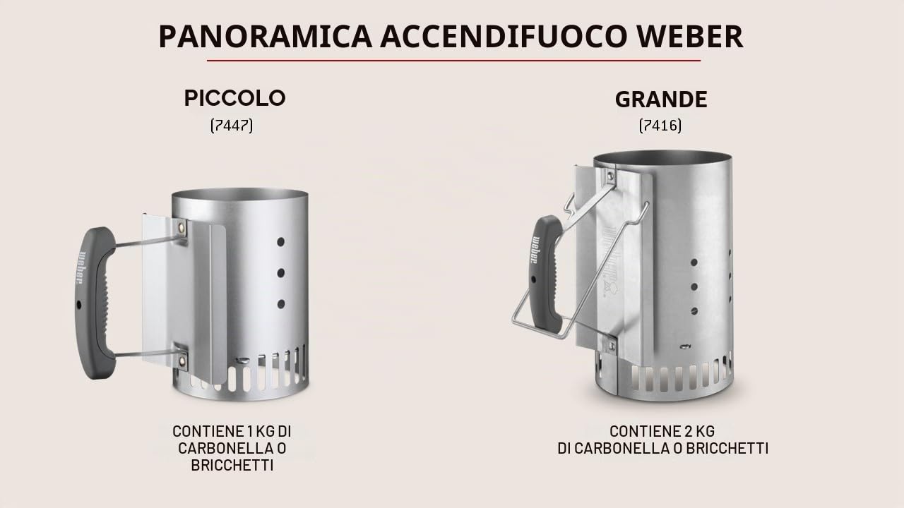 Weber Fireplace Starter Grande 32 cm Altezza 2 Maniglie per Griglie a Carbonella 47 cm