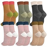 Jspupifip Womens Strip Crew Socks Combed Cotton Casual Athletic Socks Cute College Style Ribbed Colorful Crew Sock for Women and Girls