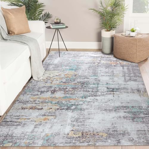 Famibay Tapis Salon 160x230cm Grand Tapis Lavable en Machine Doux Poil Ras AntidéRapant Moderne Abstrait Tapis De Chambre Salle à Manger Decoration Salon