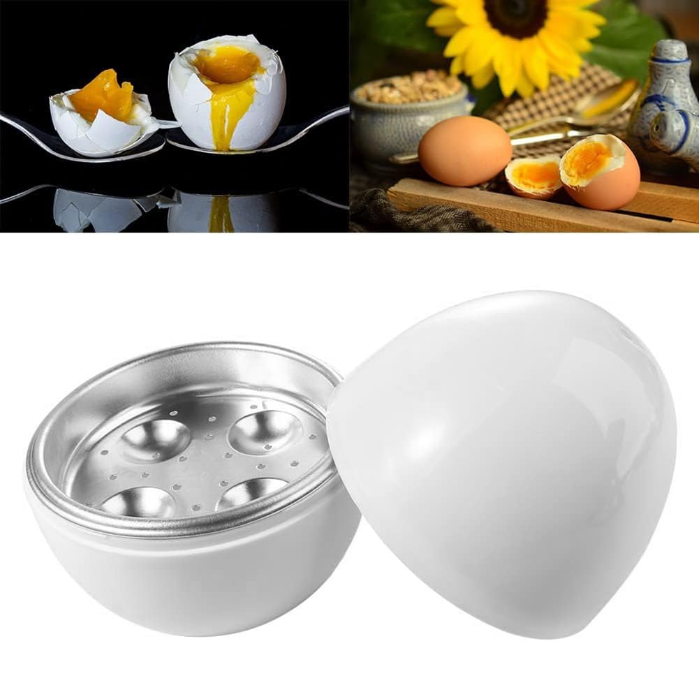 Bloepum Microwave Egg Boiler Quick 5-Minute Cooker for Hard or Soft Boiled Eggs Steams Up to 4 Eggs Multi-Use Steamer Function