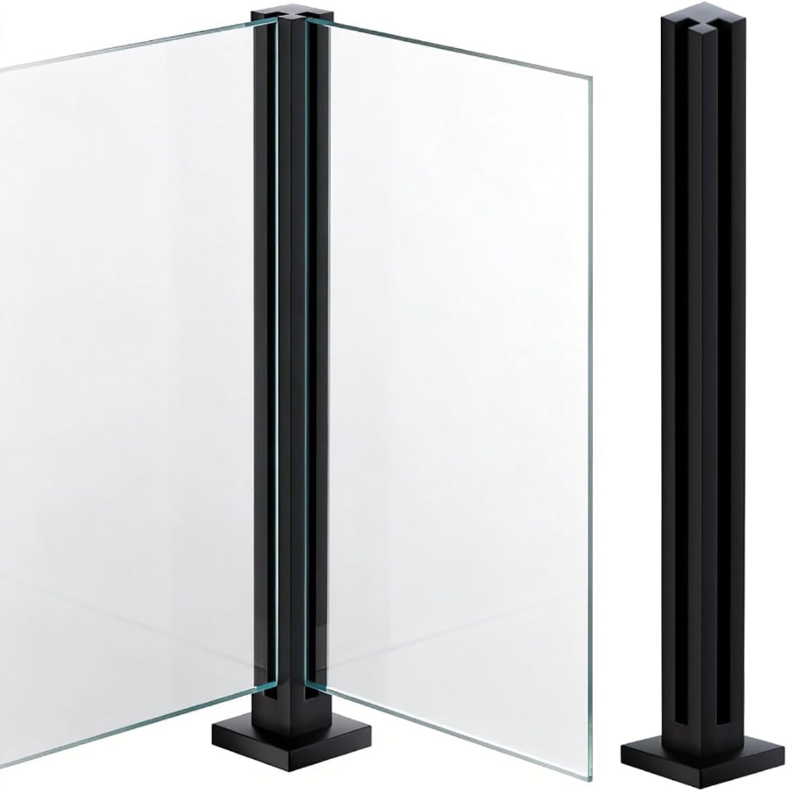 Glass Railing Post 304 Stainless Steel Glass Railing System with Slots Heavy Duty Spigot Clamp for Indoor Or Outdoor Balcony Terrace Deck Balustrade Stair Pool,Black~Corner Post,85cm