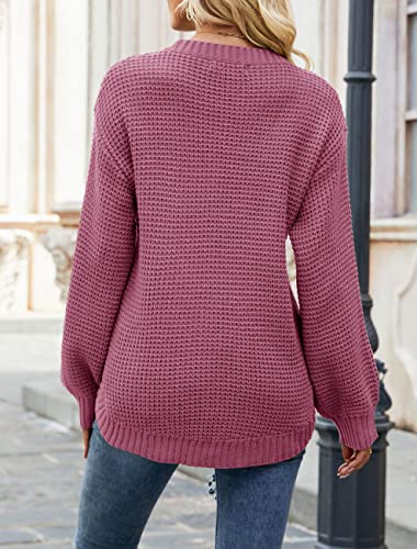 Image of MEROKEETY Women's Winter Fall Long Sleeve Tunic Sweaters 2026 Casual Trendy Crew Neck Waffle Knit Pullover Tops Jumper