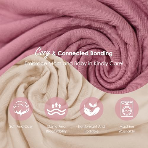 Image of Baby Wrap Carrier, Lightweight Baby Wearing Wraps for Newborn and Infant, Soft Swaddle Holder Carrier, Cozy Baby Sling 7-35 lbs Cream+Pink