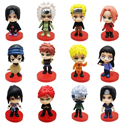 Juego de 12 figuras de Figures Cake Topper, Naruto Action Figure Statue- Suministros para fiestas...