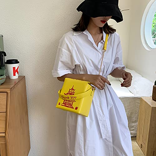 Image of Tower Print Crossbody Shoulder Bag,Pu Chinese Takeout Box Totes Purse for Women | Tower Print