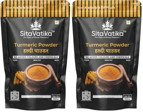 Image of Sitavatika Pure Turmeric Powder 500gm No Added Colours and Chemical Rich Tasty and Healthy Golden Spices Haldi (Pack of 2)