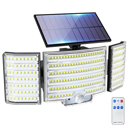 nipify Solarlampen für Außen mit Bewegungsmelder, 238 LED Super Hell Solar Aussenleuchte mit Fernbedienung, 3 Modi IP65 Wasserdichte Solarleuchte...
