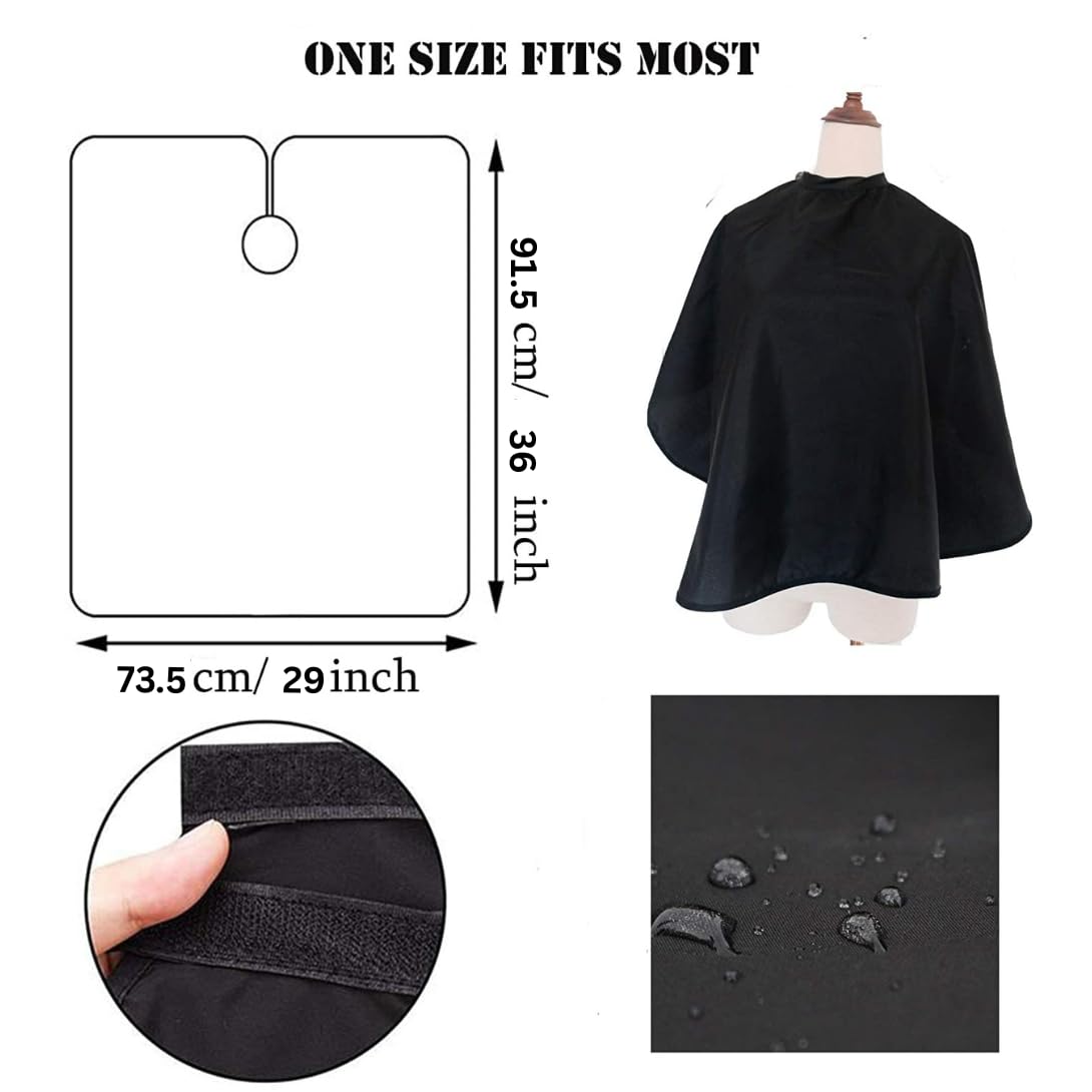 MAKSTILE Short Hair Cutting Cape for Women & Men | Salon & Home Use Hair Dye, Styling, Makeup Apron | Lightweight Barber Cape for Haircut, Shampoo & Beauty Artists - Size: 36 x 29 Inches (Black) - Image 5 thumbnail