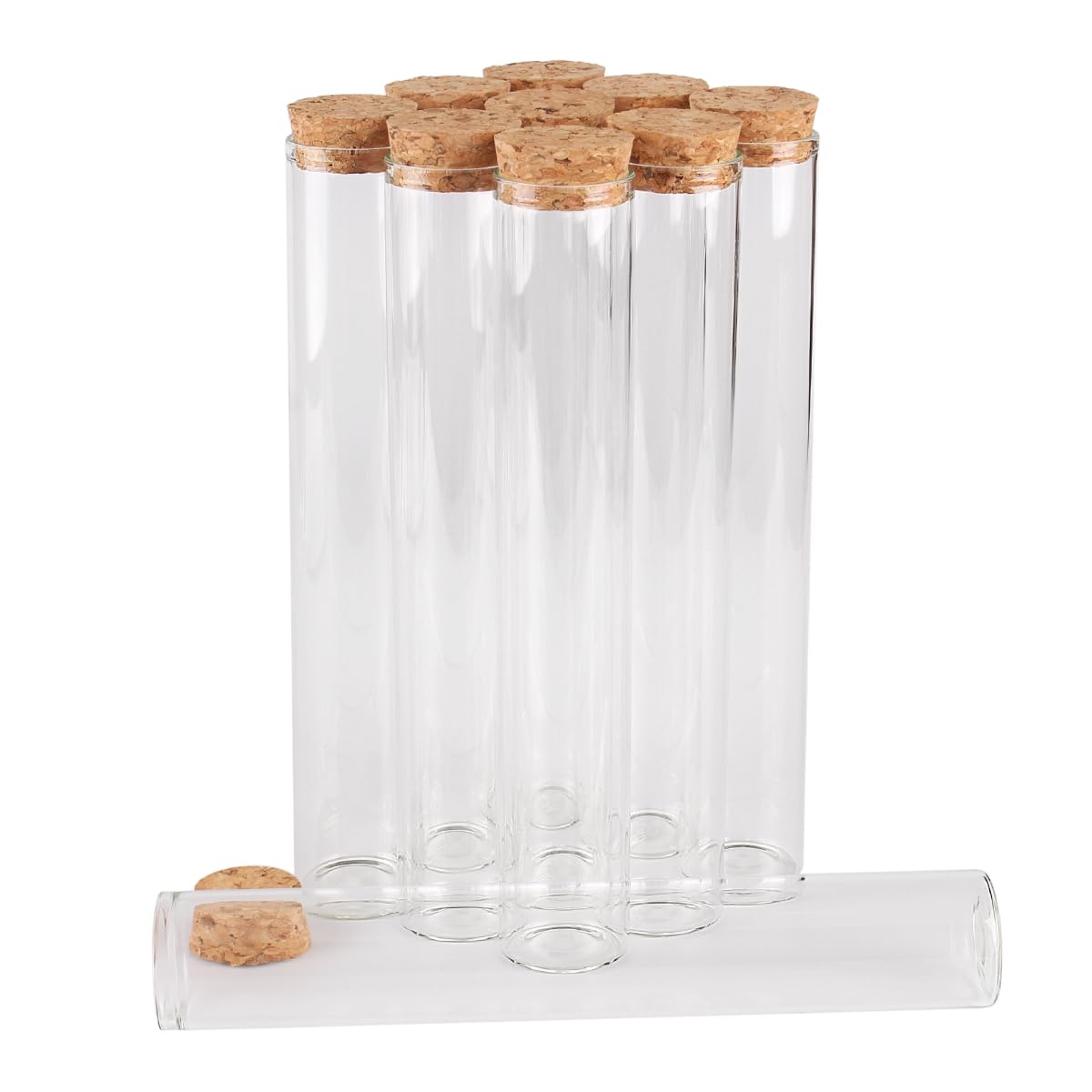 SYLALE 24 Piezas 100ml 30 * 180mm Tubos de ensayo de Laboratorio con tapón de Corcho Botellas de Especias contenedor frascos Viales DIY Craft